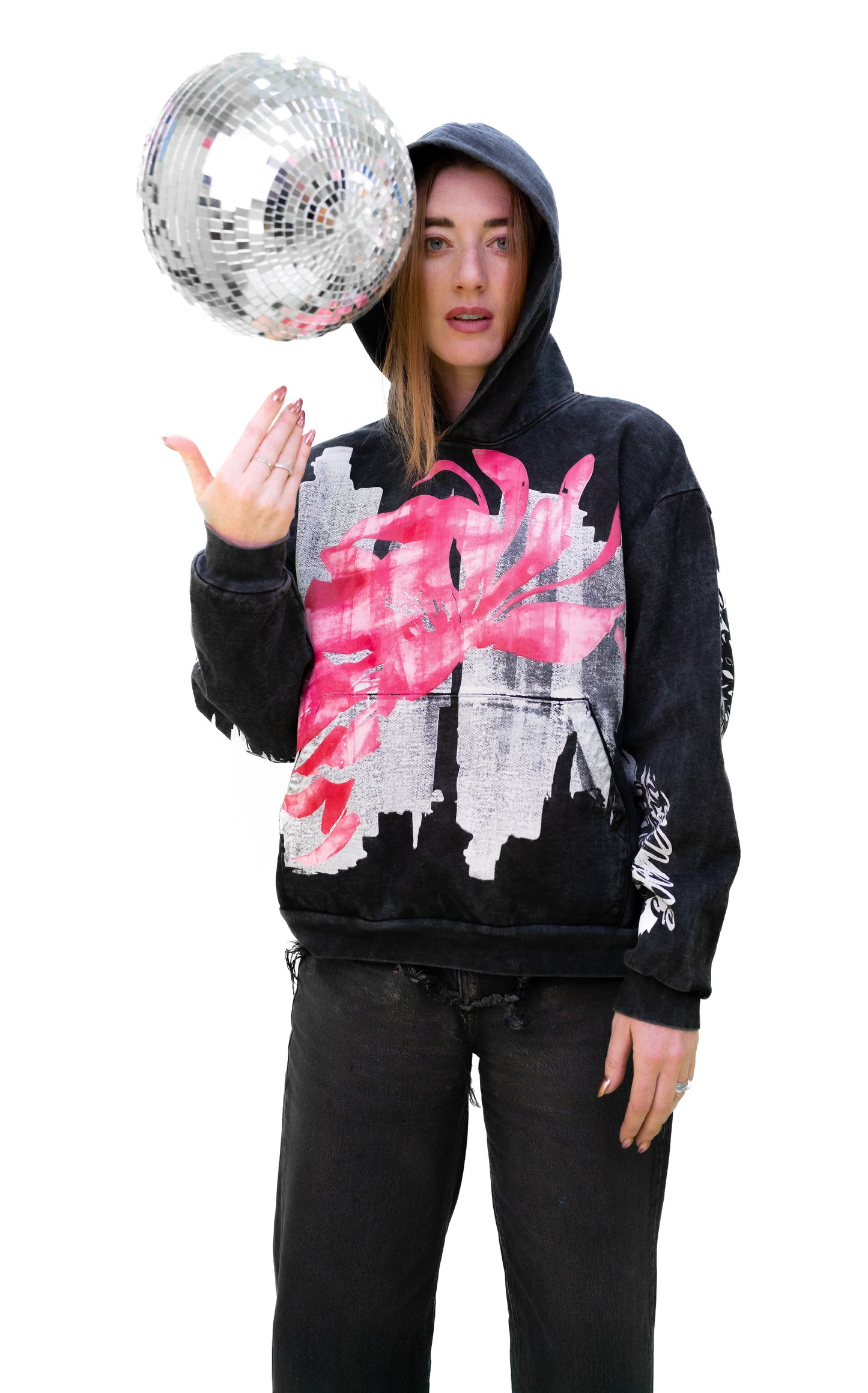Hoodie Peonía acid wash x Scanda