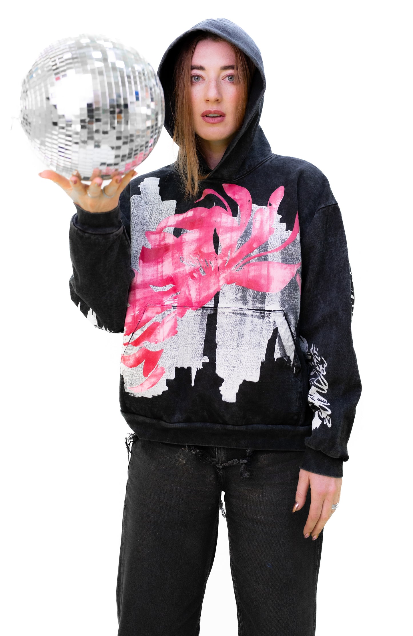 Hoodie Peonía acid wash x Scanda