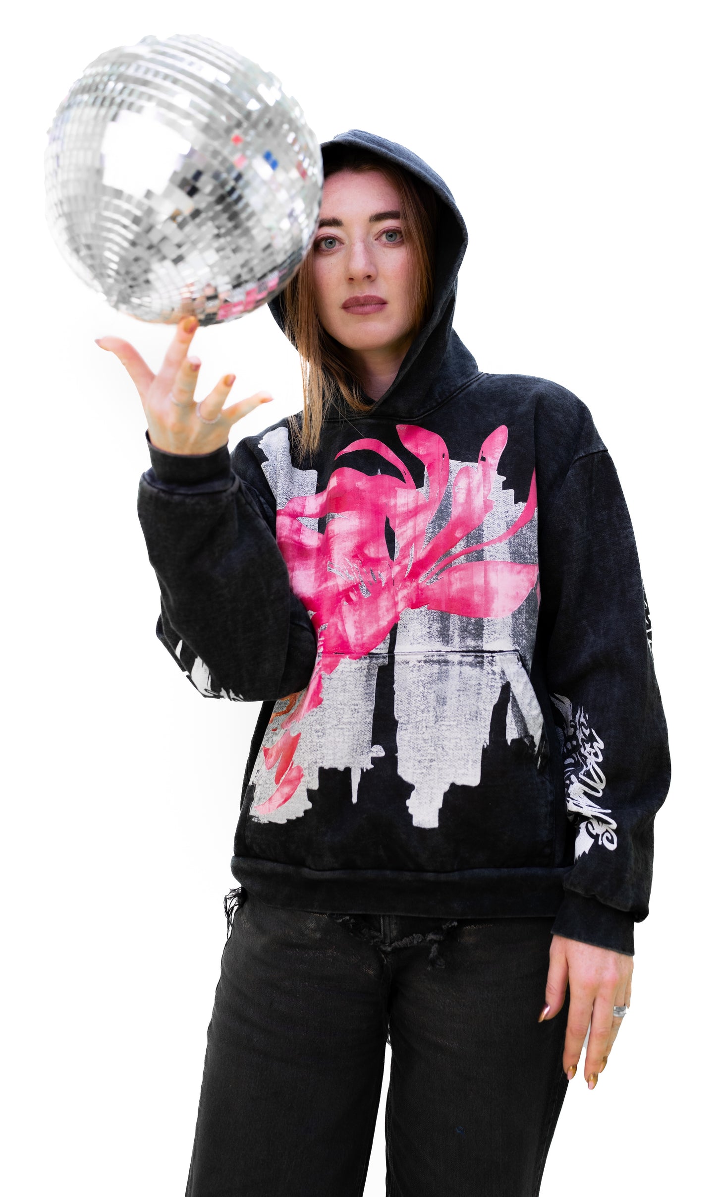Hoodie Peonía acid wash x Scanda