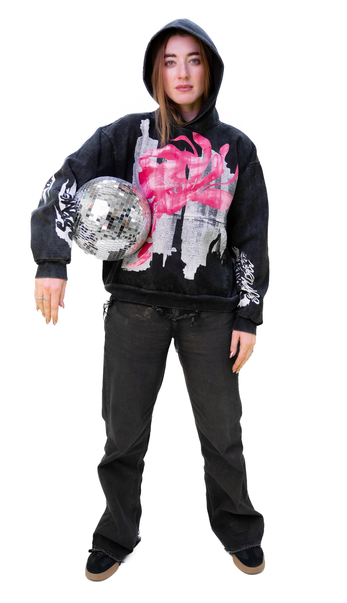 Hoodie Peonía acid wash x Scanda