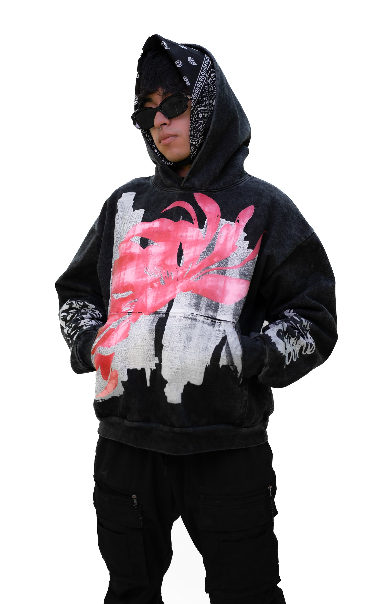 Hoodie Peonía acid wash x Scanda