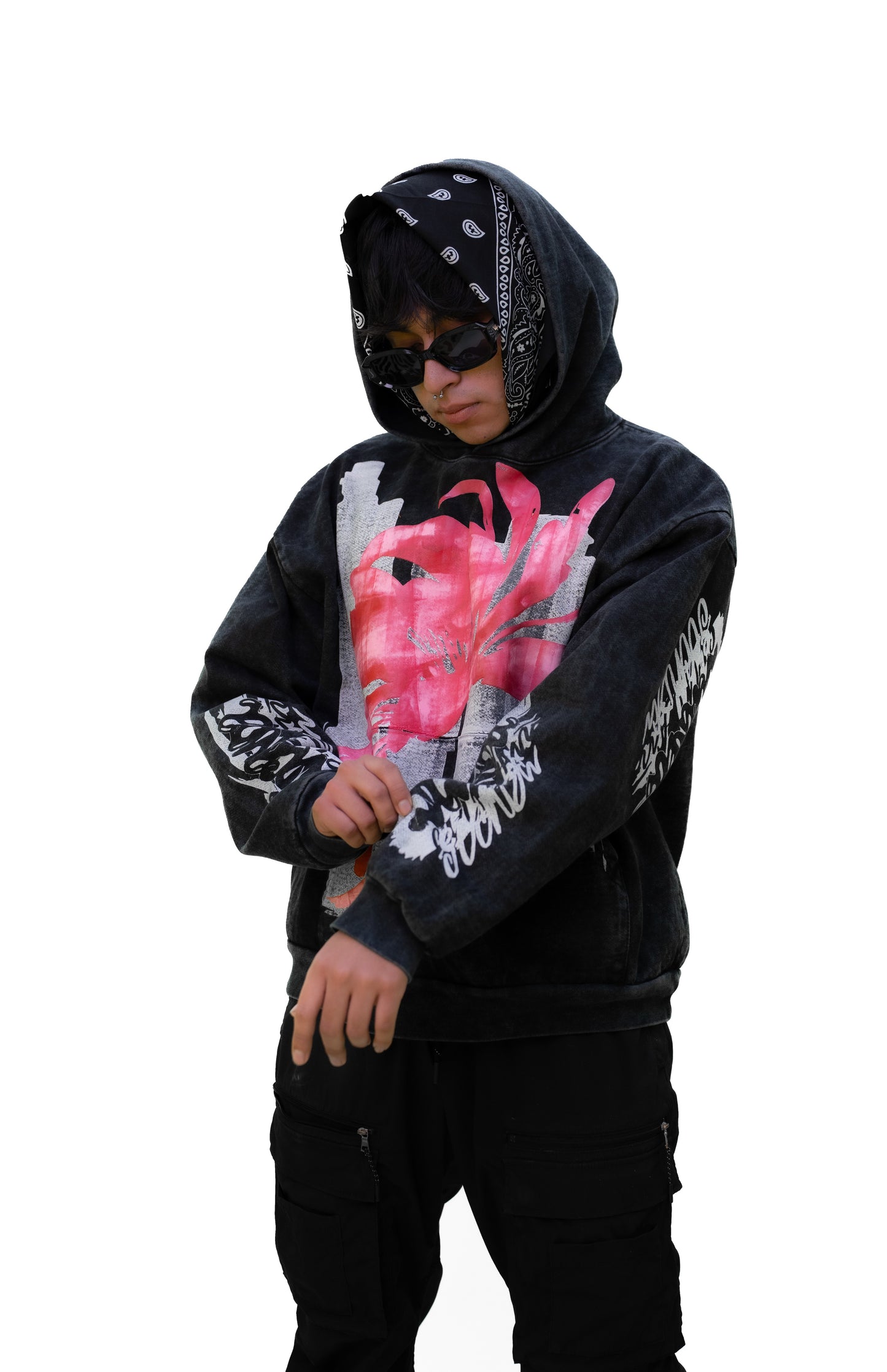 Hoodie Peonía acid wash x Scanda