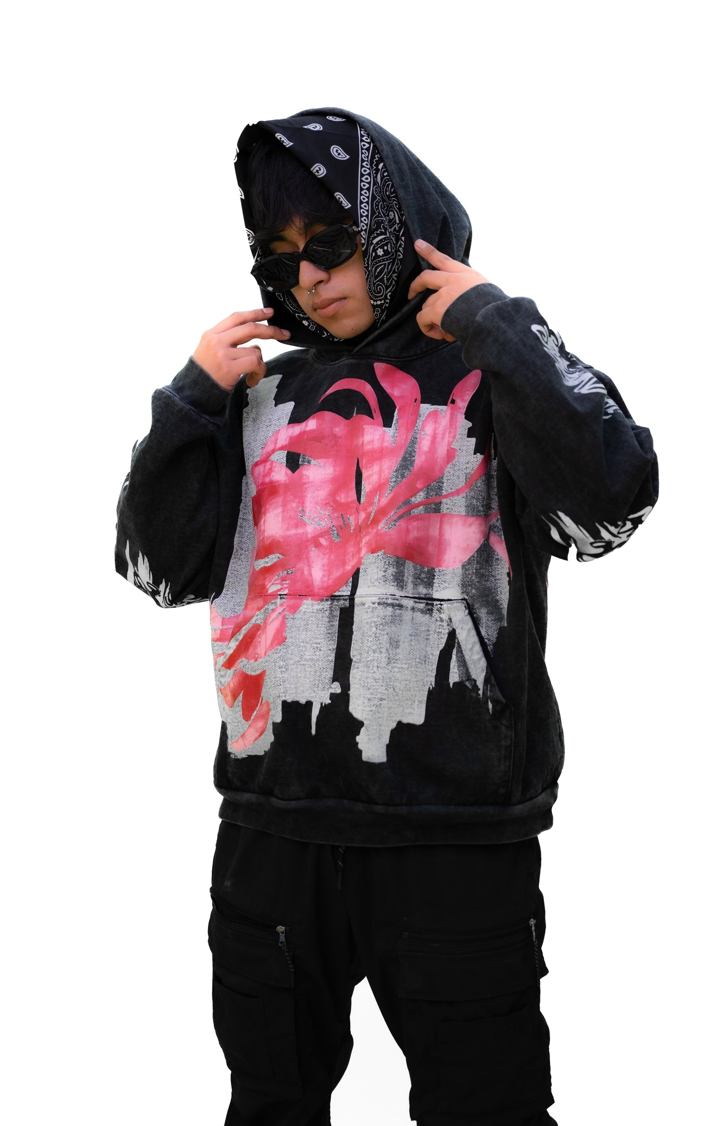 Hoodie Peonía acid wash x Scanda