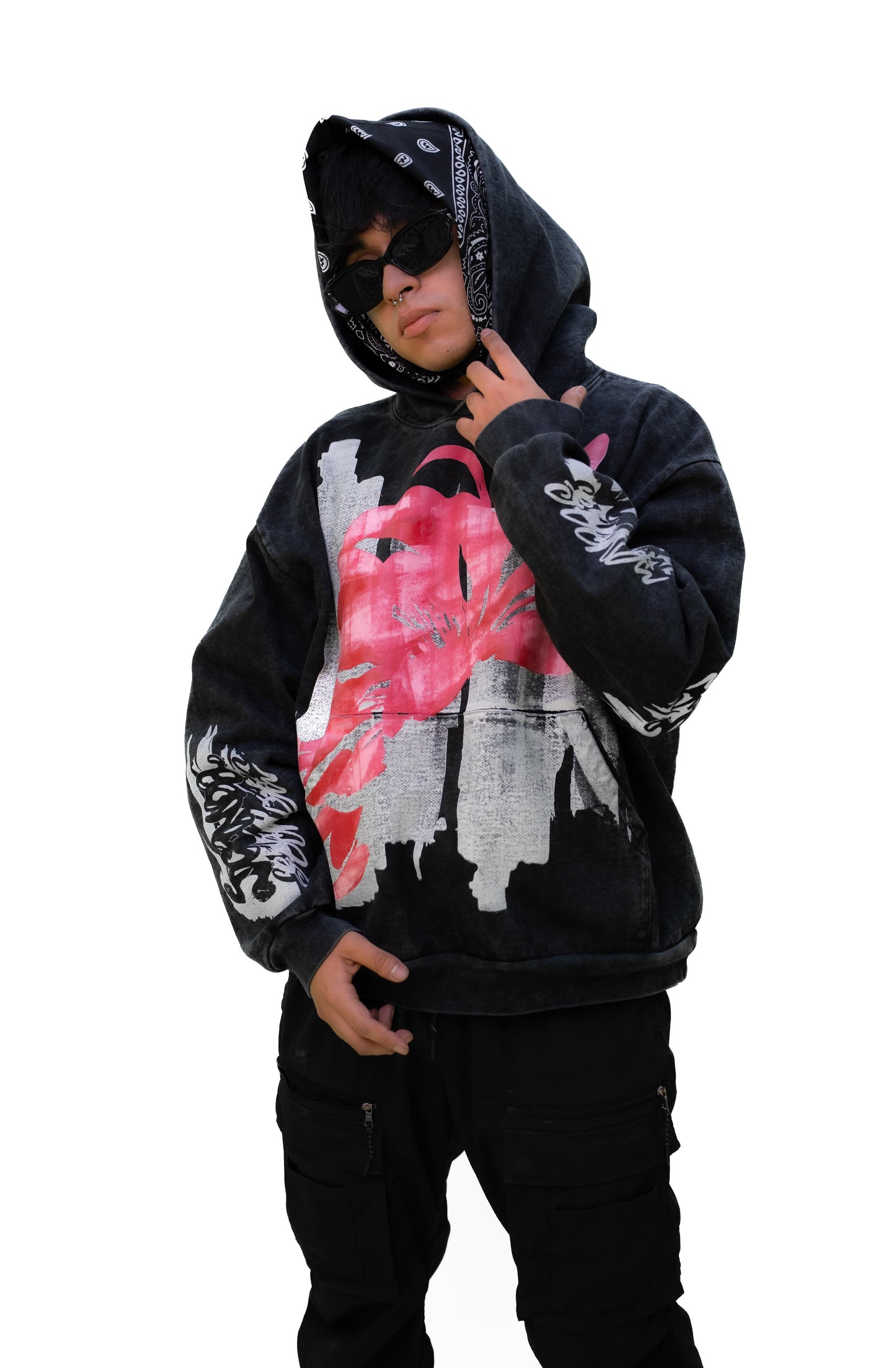 Hoodie Peonía acid wash x Scanda
