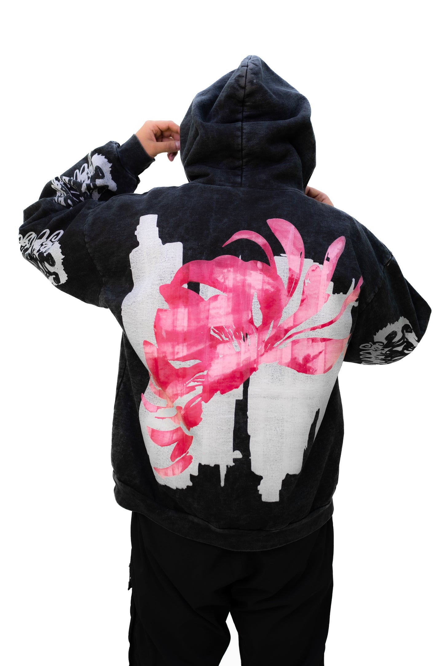 Hoodie Peonía acid wash x Scanda