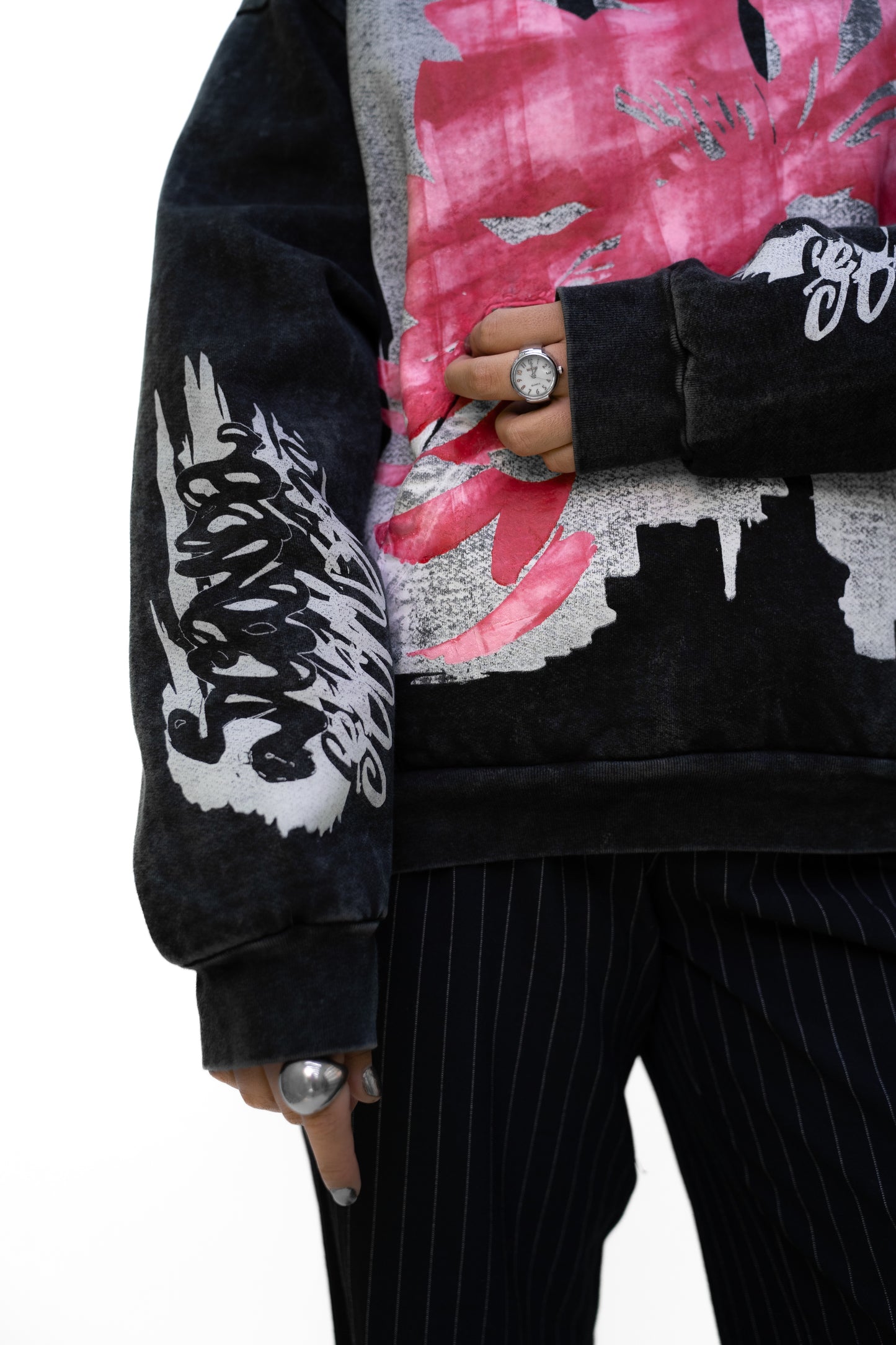 Hoodie Peonía acid wash x Scanda