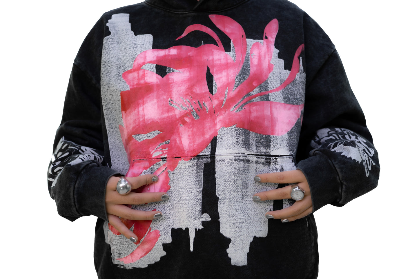 Hoodie Peonía acid wash x Scanda