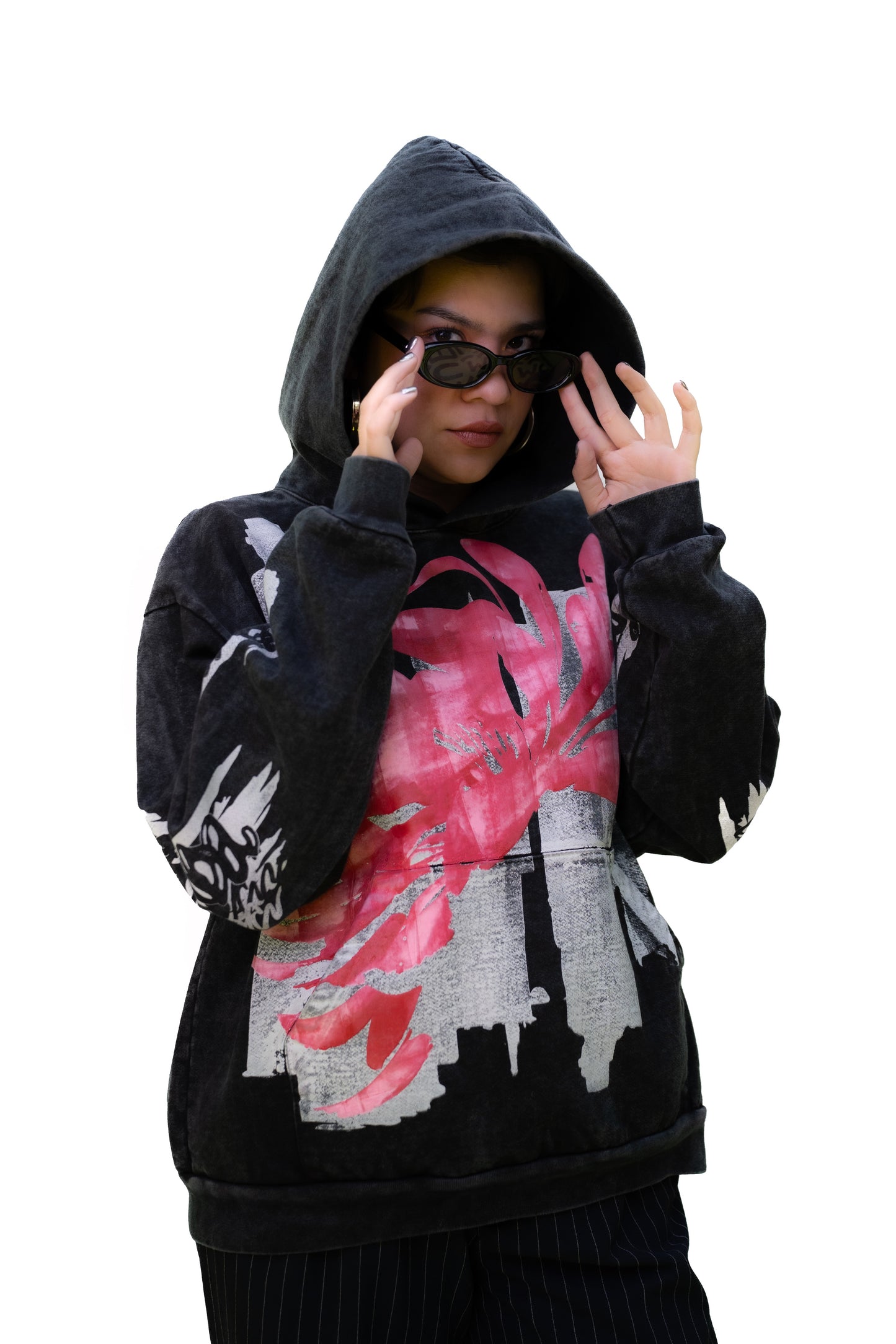 Hoodie Peonía acid wash x Scanda