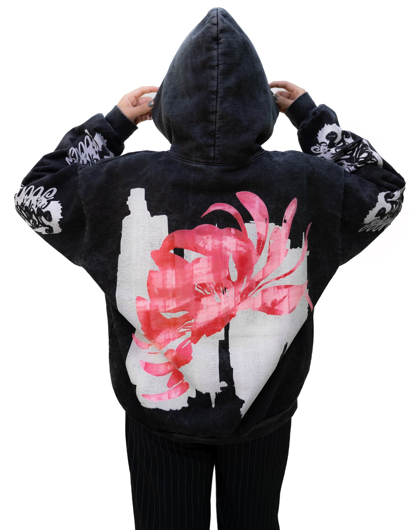 Hoodie Peonía acid wash x Scanda
