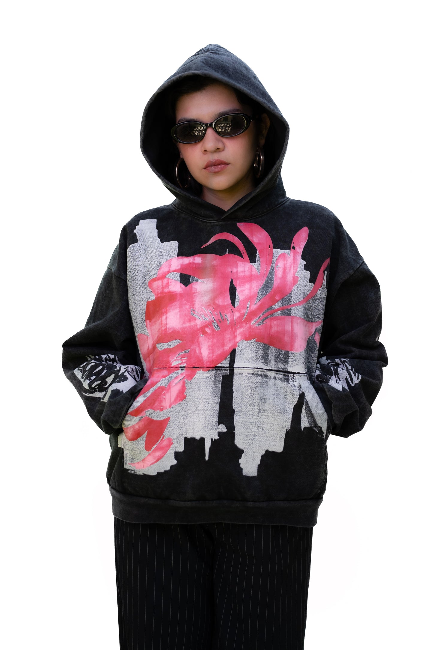 Hoodie Peonía acid wash x Scanda