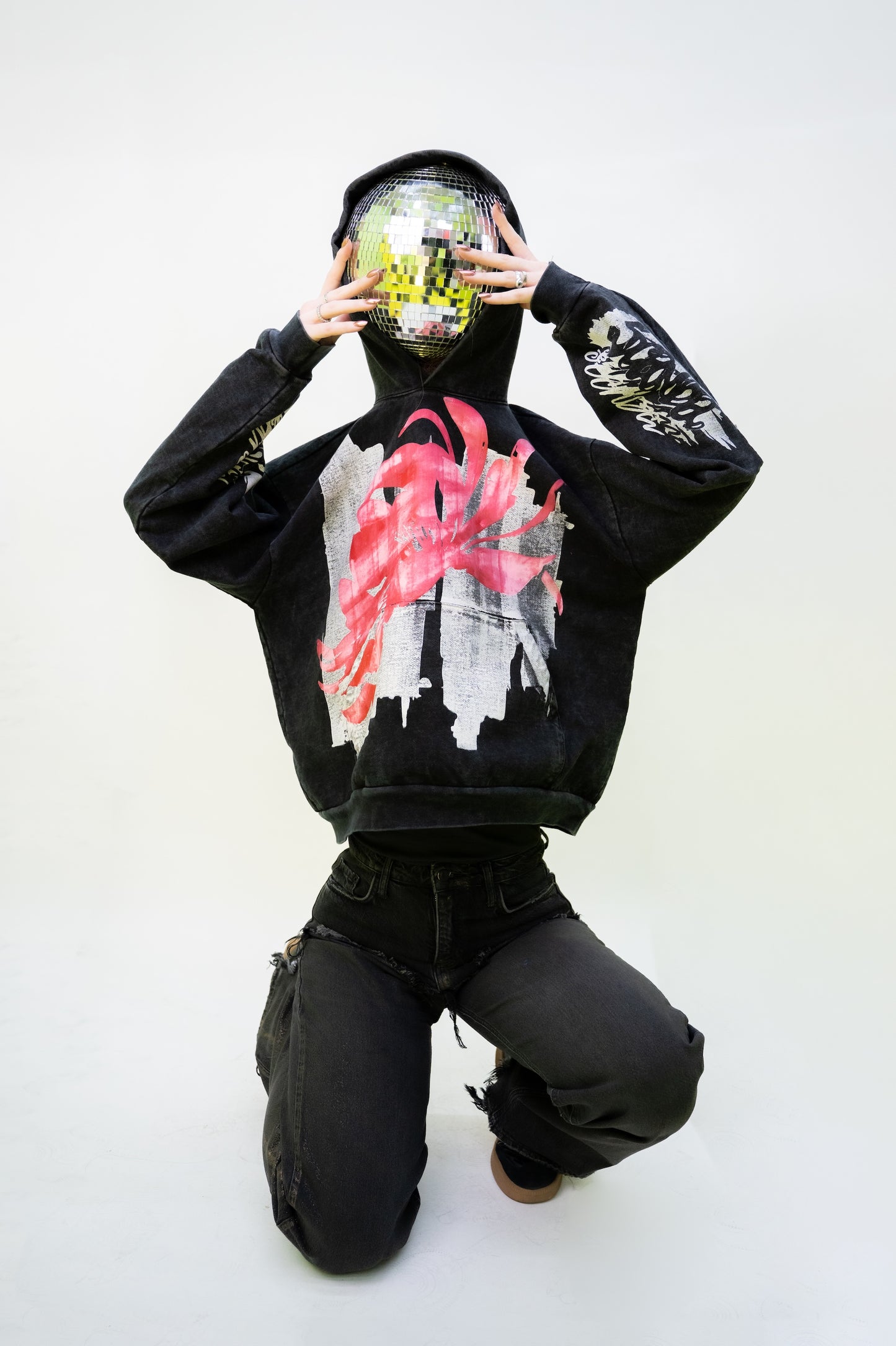 Hoodie Peonía acid wash x Scanda