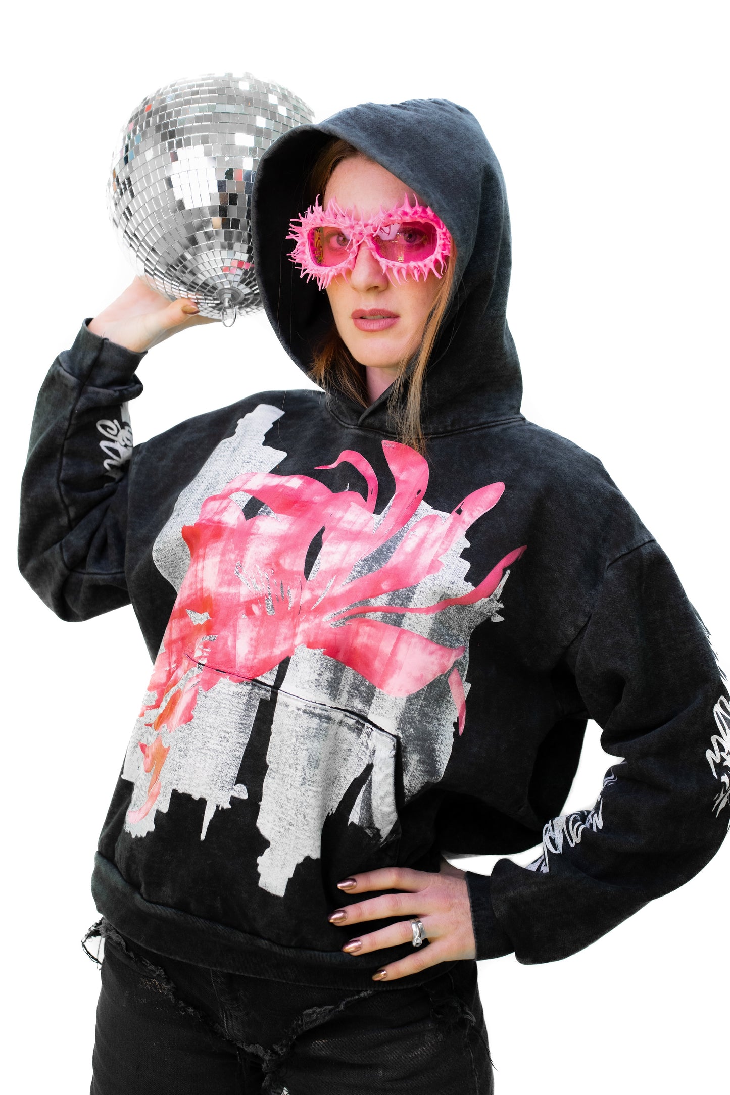 Hoodie Peonía acid wash x Scanda