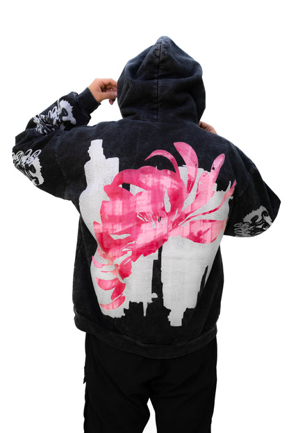 Hoodie Peonía acid wash x Scanda